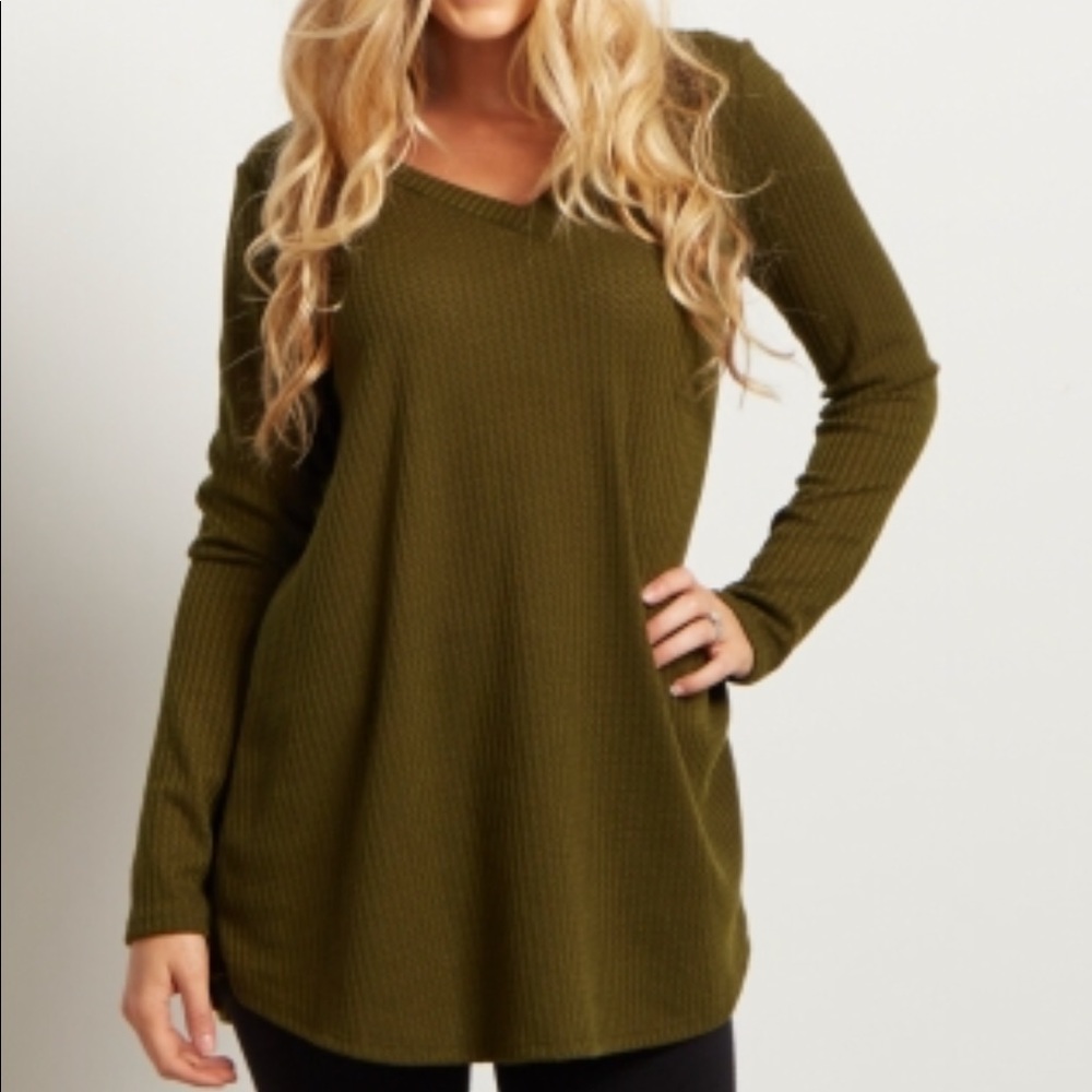 Olive Green Solid Thermal Top